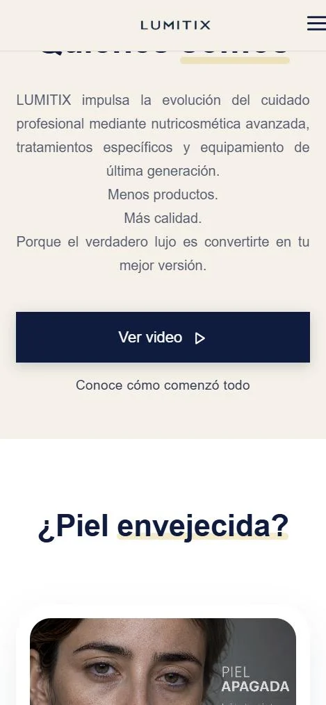 Web de Lumitix en móvil: sección «Quiénes somos»