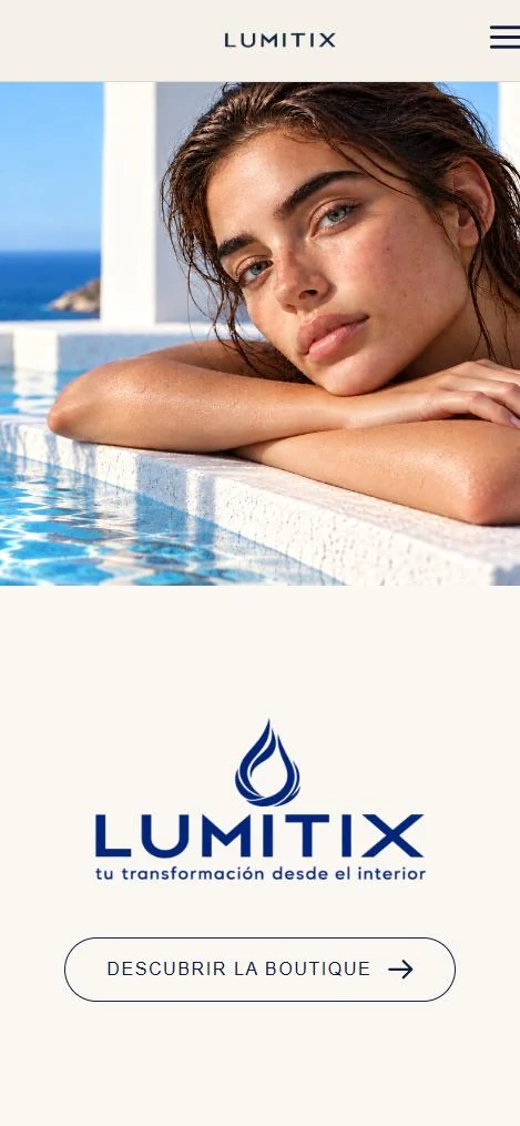 Portada de la web de Lumitix en un móvil